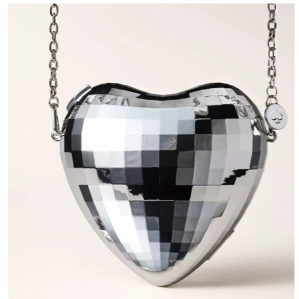 Kate Spade New York x Target Disco Heart Shape Crossbody Shoulder Bag, Silver